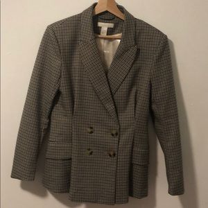 Corset fit houndstooth patterned blazer